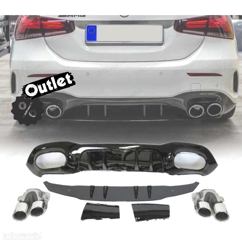 C012018C1 DIFUSOR TRASEIRO MERCEDES V177 AMG 18- SEDAN LOOK A45 PRETO BRILHANTE - 1