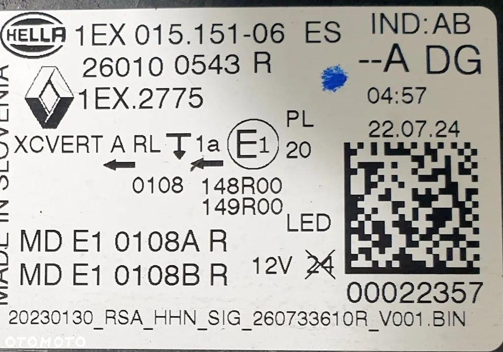 Renault Austral Reflektor Prawy 260100543R - 9