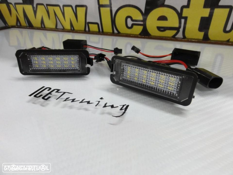 Suporte De Lampada De Matricula Com Led Branco Seat Altea, Altea XL, Exeo, Exeo ST, Ibiza 6J, Leon 1P, Bentley Continental Flying, GT, GT speed, GTC speed, Porsche Carrera GT, 911 Carrera 996, 997, GT2, GT3, 987, Cayene 9PA, Cayman 987C, Boxster, Audi TT,  VW Polo 6N2, 9N,9N3, Beetle, Passat B6, B7, EOS, Golf 4, 5, 6, 7, Lupo, Passat 3C, CC - 18