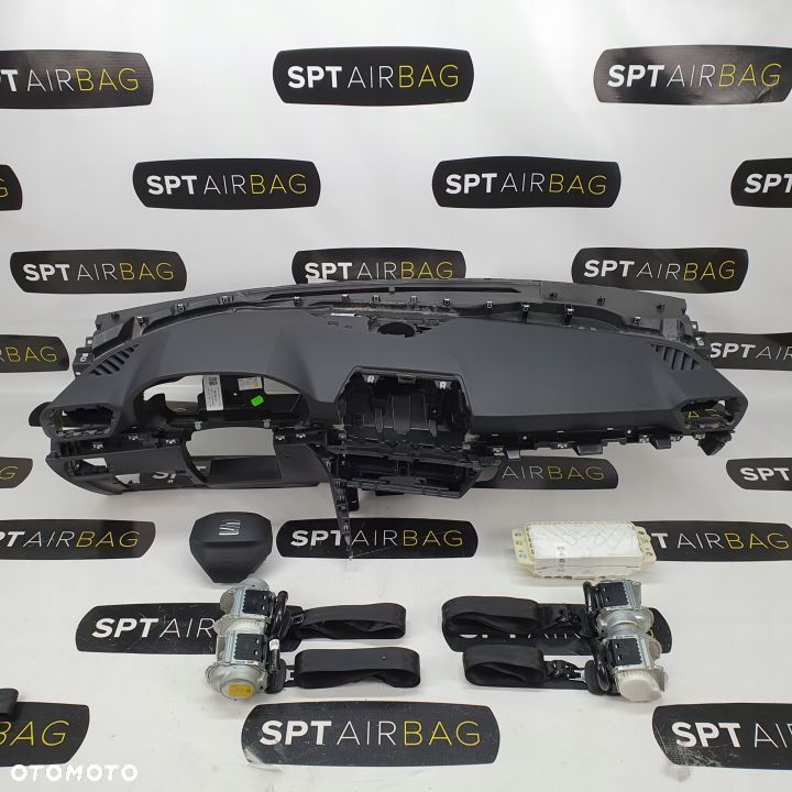 SEAT LEON 4 IV DESKA ROZDZIELCZA KONSOLA KOKPIT PULPIT PODUSZKI AIRBAG AIR BAG PASY KIT SET - 1