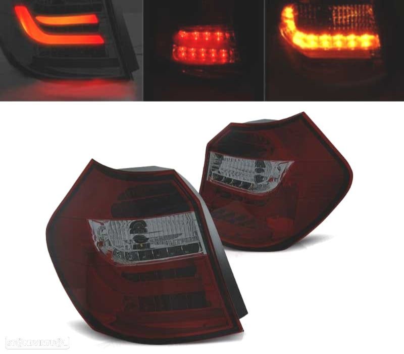 FAROLINS TRASEIROS LED PARA BMW SERIE1 E87 08-11 VERMELHO ESCURECIDO - 1