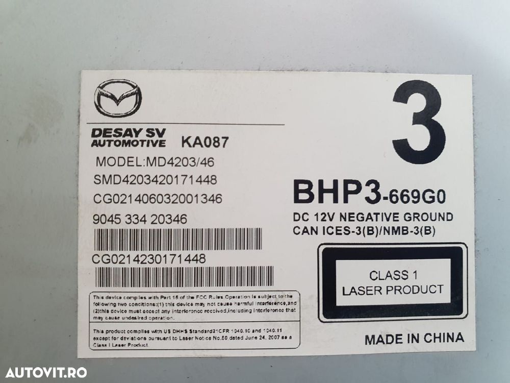 Radio cd player bhp3669g0 Mazda 3 BM [2013 - 2016] 2.0 benzina - 3