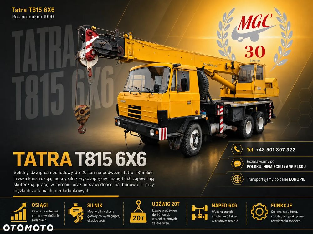 Tatra T815 6X6 / DZWIG 20 TON / 1 WŁ / SPRAWNY / POLSKA ZABUDOWA BUMAR / ŻURAW - 2