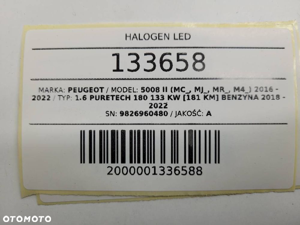 HALOGEN LED PRZÓD LAMPA 9826960480 PEUGEOT 5008 II 2019 EUROPA - 8