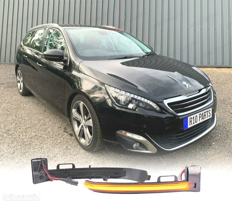 PISCAS ESPELHO PEUGEOT 308 13- LED DINÁMICOS FUMADOS - 1