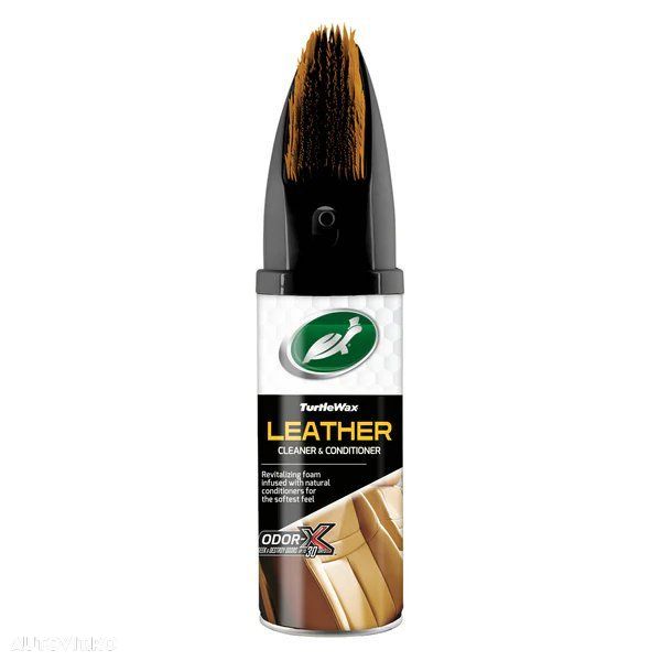 Spray curatare si intretinere tapiterie din piele, cu perie Turtle Wax Power Out Leather 400ml - 1