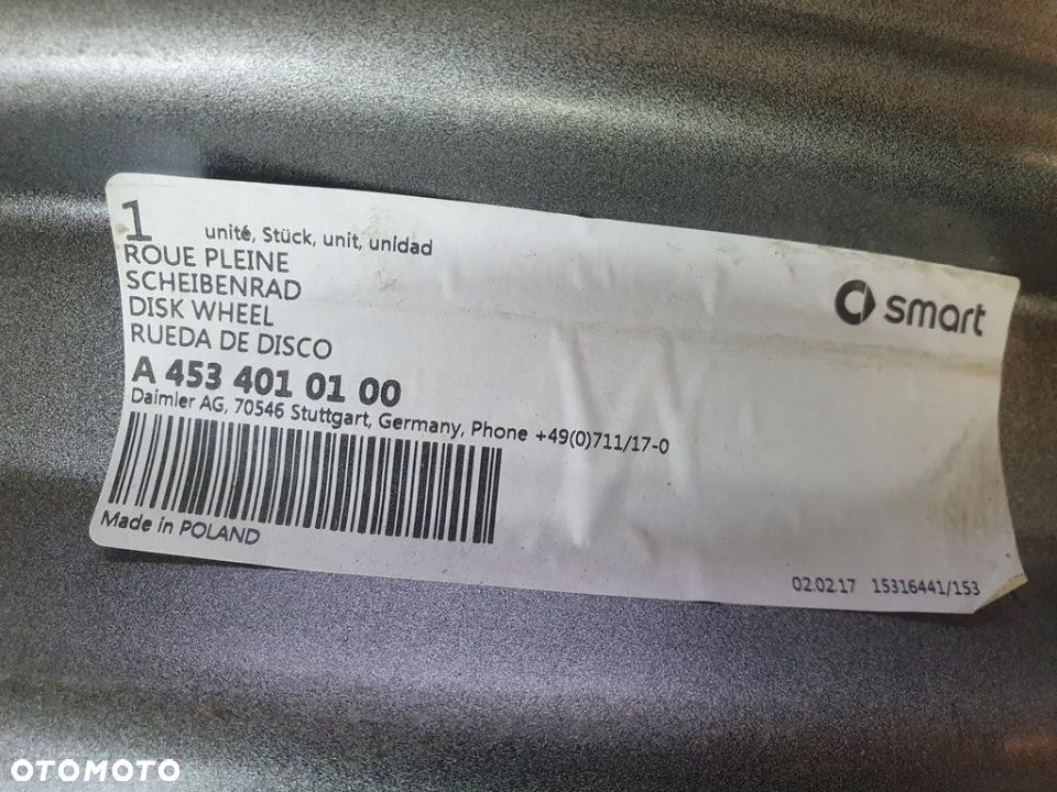 Felgi stalowe 15cali Smart ForFour ForTwo 4x100 - 9