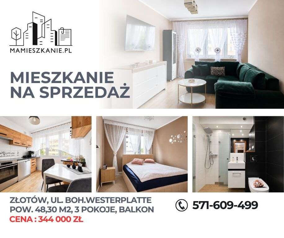 Komfortowe 3 pokoje w centrum Złotowa | 48,3 m²