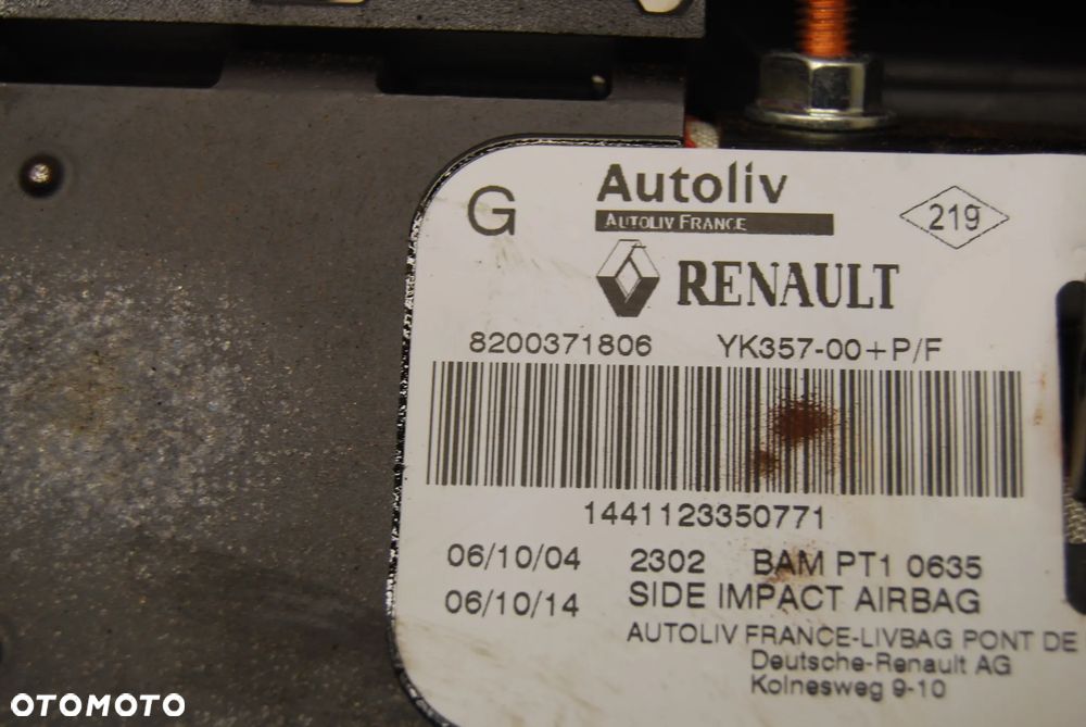 PODUSZKA FOTELA LEWY PRAWY PRZÓD PRZEDNI RENAULT MEGANE SCENIC II 1.9 DCI 8200371806 8200371819 - 3