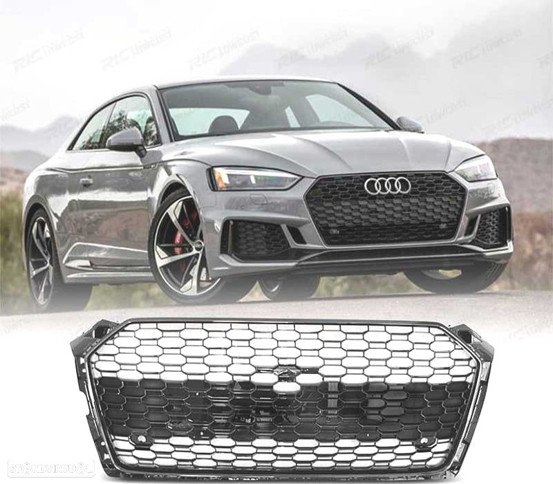GRELHA DIANTEIRA AUDI A5 16-20 PDC LOOK RS5 PRETO BRILHANTE - 5