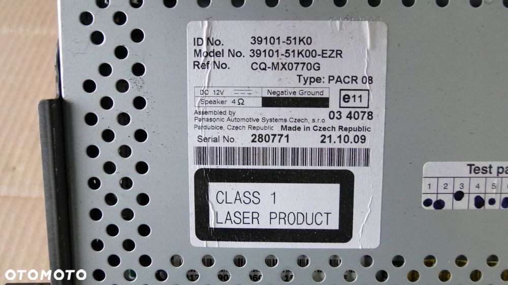 OPEL AGILA B SUZUKI SPLASH RADIO CD MP3 39101-51K0 CQ-MX0770G - 3