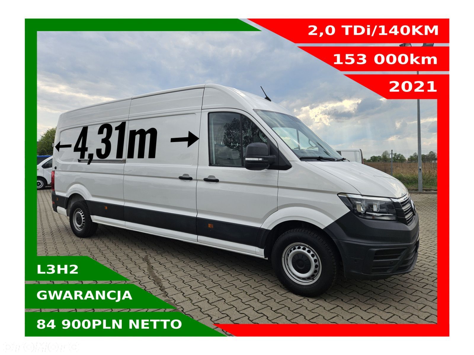 Volkswagen Crafter L3H2 *84900zł NETTO* 2,0TDi/140KM - 1