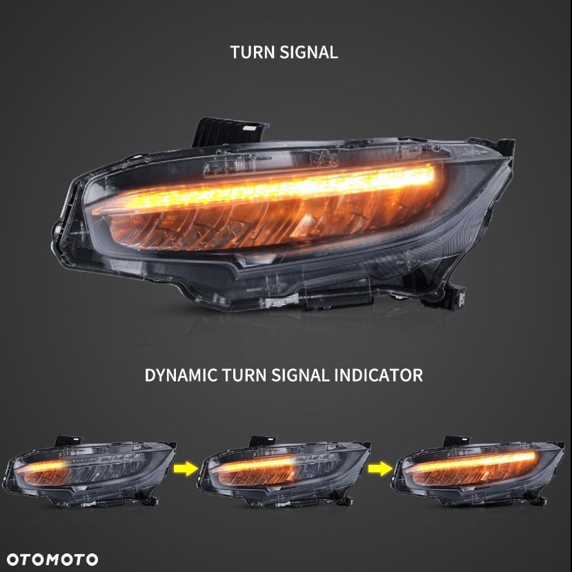 reflektory lampy kpl led diodowe europejskie dts honda civic x 10 2016-2021 - 7