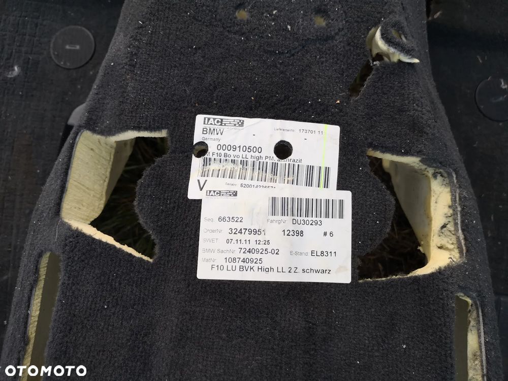 BMW 5 F10 F11 DYWAN WEWNĄTRZ PRZEDNI TYLNY WYKŁADZINA KOMPLET EUROPA CZARNY - 3