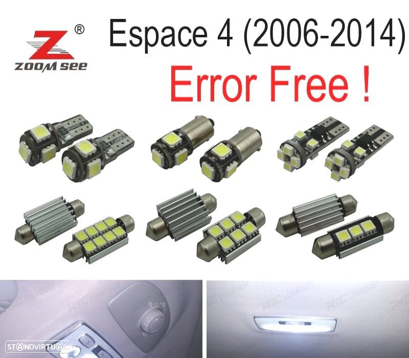 KIT COMPLETO DE 23 LÂMPADAS LED INTERIOR PARA 2006-2014 PARA RENAULT ESPACE 4 IV MK4 - 1