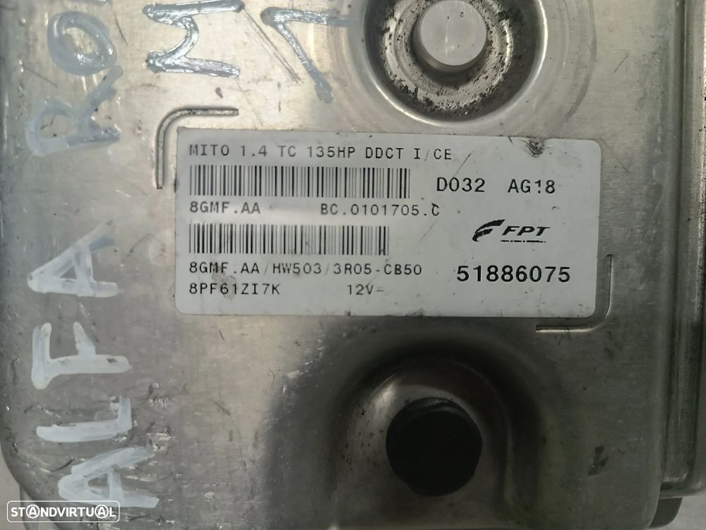 UNIDADE / CENTRALINA DO MOTOR / ECU ALFA ROMEO MITO 1.4TC 135CV 51886075 8GMFAA BC0101705C - 3