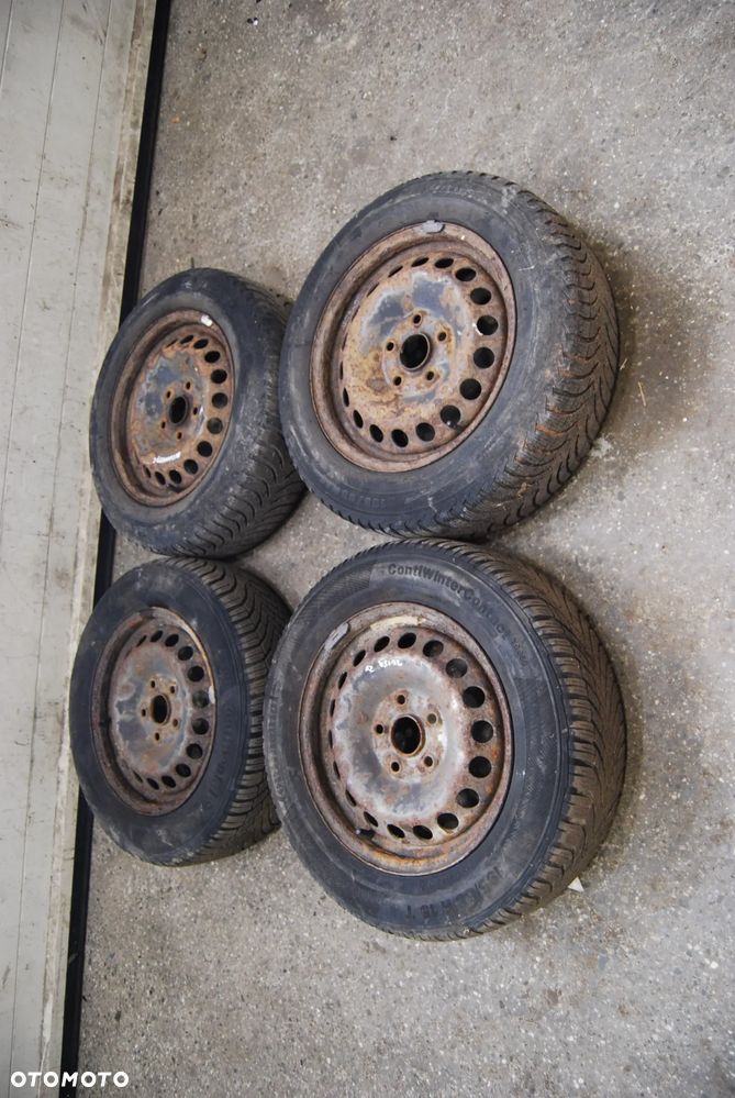 FELGI STALOWE + OPONY ZIMOWE 1K0601027C 5X112 ET47 6J VW GOLF V TOURAN 195/65R15 - 1