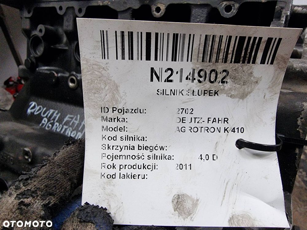 SILNIK SŁUPEK DEUTZ- FAHR AGROTRON K 410 TCD2012L04 2V - 12