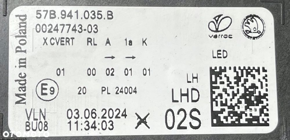 SKODA KAROQ LIFT 2021 - LAMPA LEWA PRZÓD FULL LED 57B941035B - 6