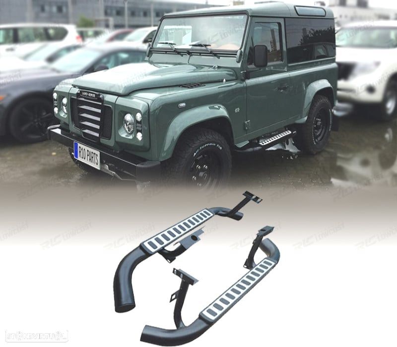 ESTRIBOS LATERAIS LAND ROVER DEFENDER 90 PRATEADO 83-16 - 1