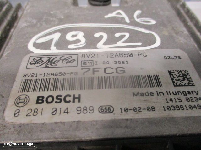 Centralina 0281014989 8V2112A6540PG  8V5115K600CH  8A6T10849GJ FORD FIESTA 6 FASE 1 2010 1.6TDCI 90CV 5P PRETO BOSCH - 12