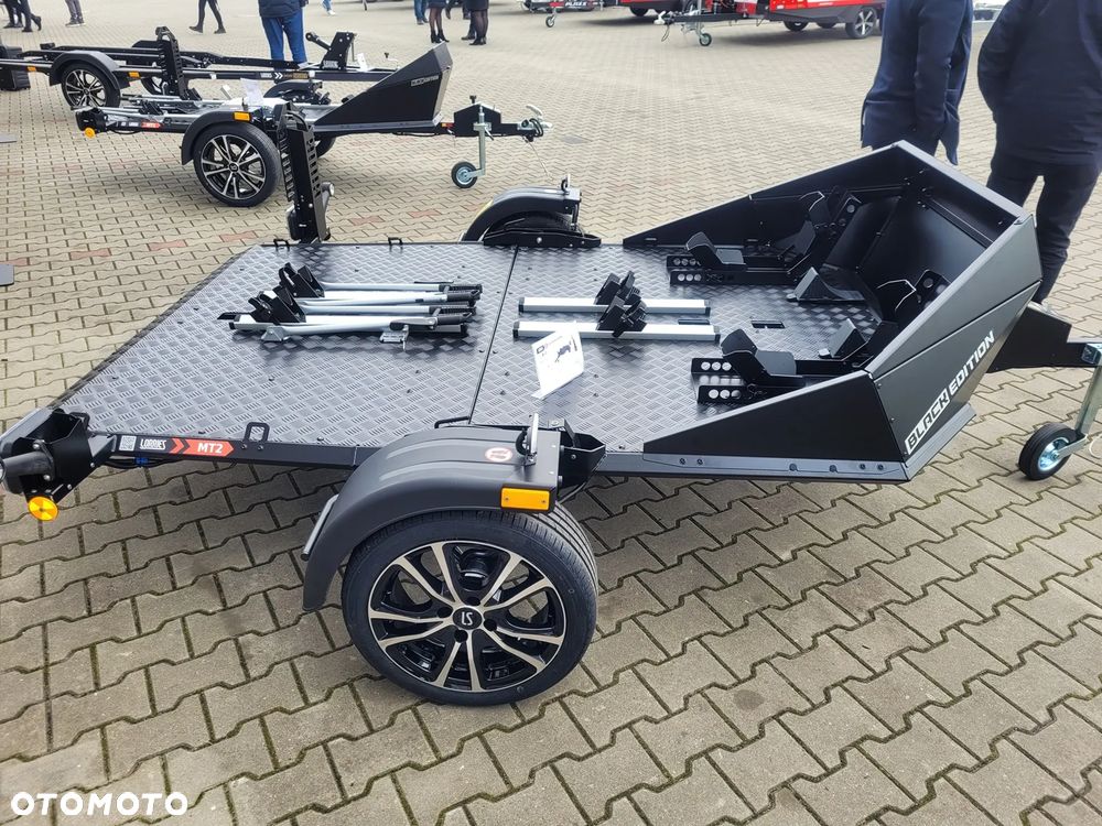 Lorries Przyczepa MT-2 BLACK EDITION na dwa MOTOCYKLE, QUADA światła LED czarna SKŁADANA - 3