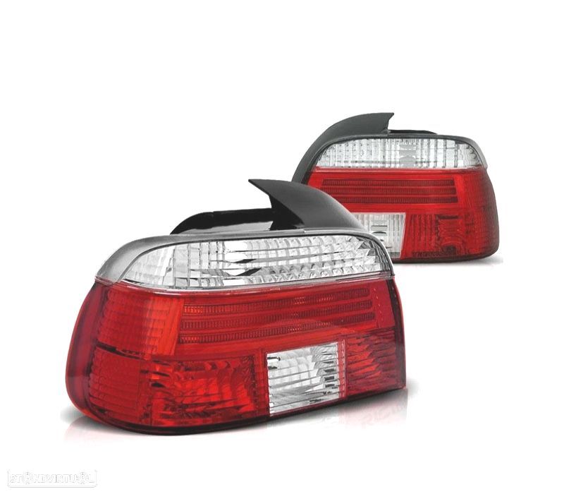 FAROLINS TRASEIROS LOOK CELIS BMW E39 00-03 VERMELHO BRANCO - 1