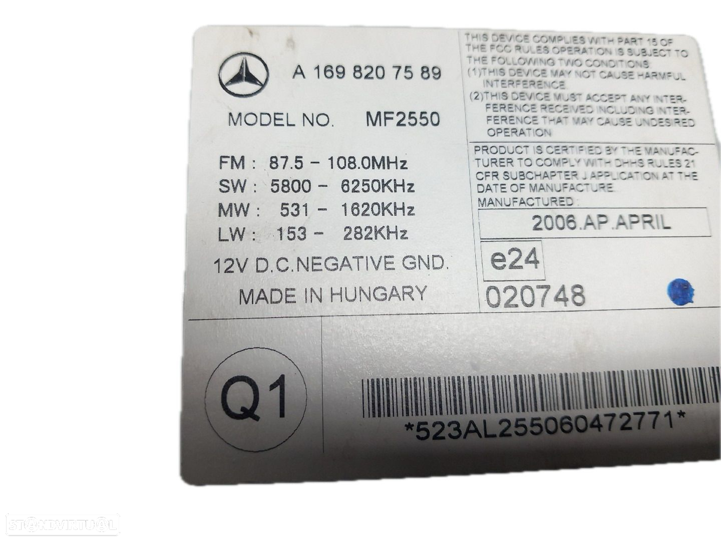 Rádio Mercedes-Benz A-Class (W169) - 6