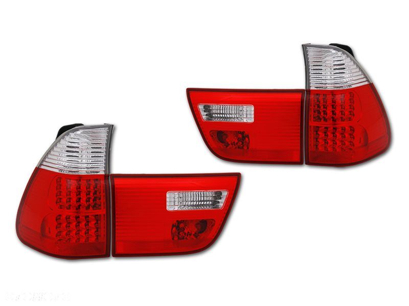 Lampy tyl ne 4sztuki kpl LED Tuning Lift look Red White BMW X5 E53 1999-200 - 1