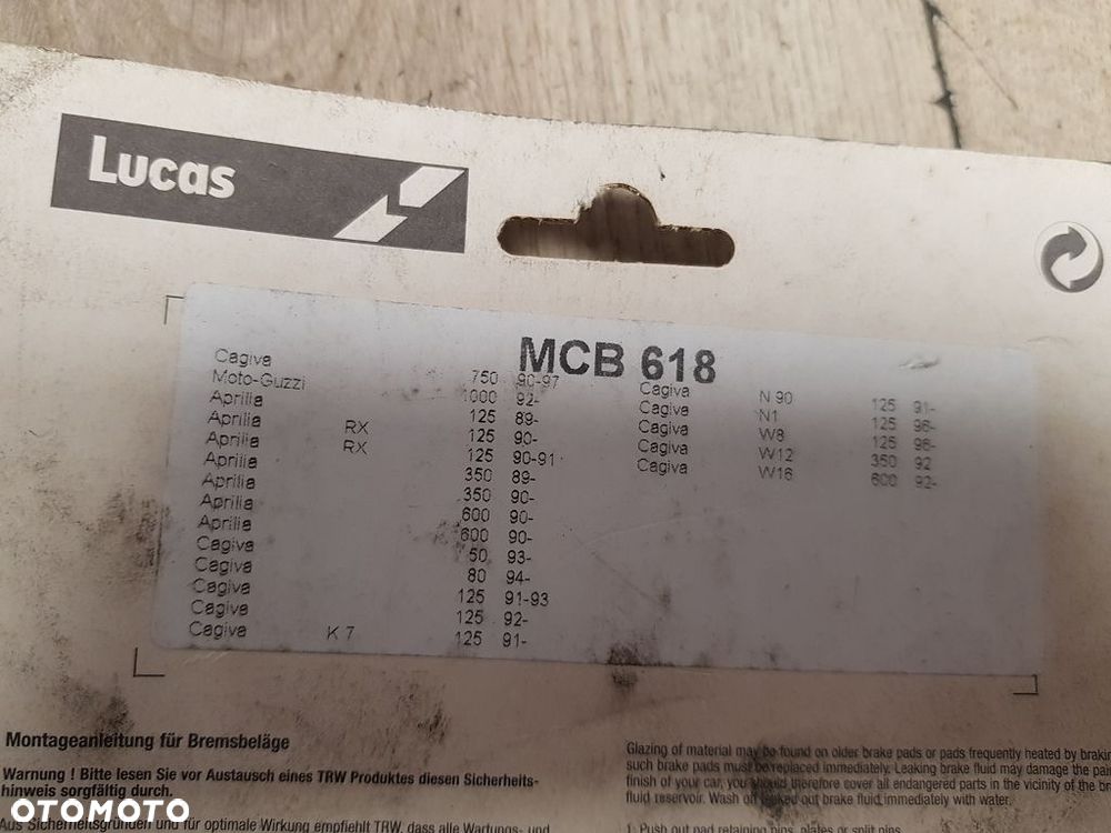 Klocki hamulcowe TRW-Lucas MCB 618 Aprilia RX125 Tuareg 125 350 600 Cagiva Mito - 4