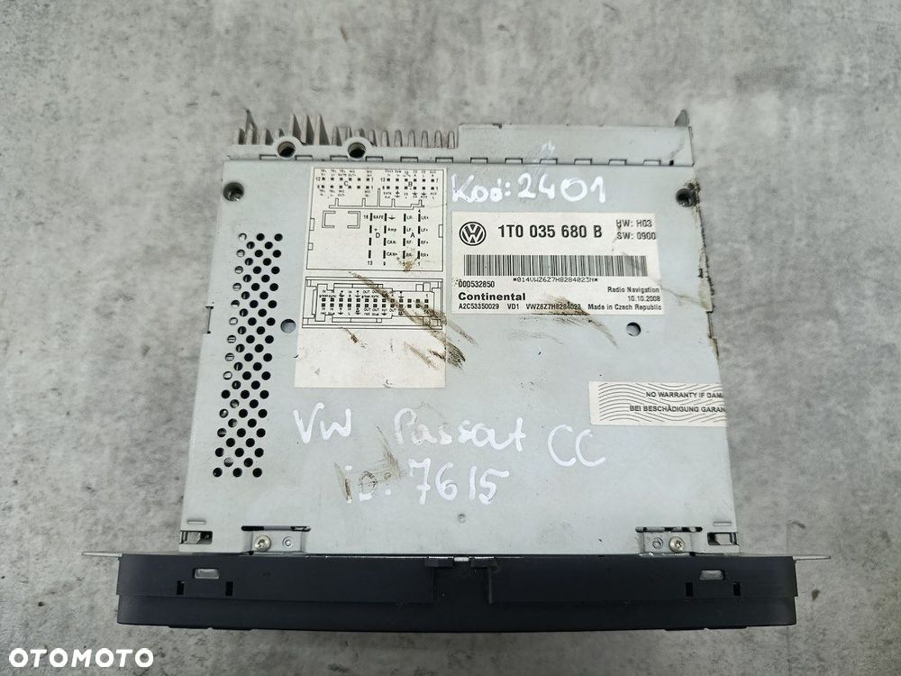 RADIO FABRYCZNE VW PASSAT CC 1T0035680B A2C53350029  CONTINENTAL - 6