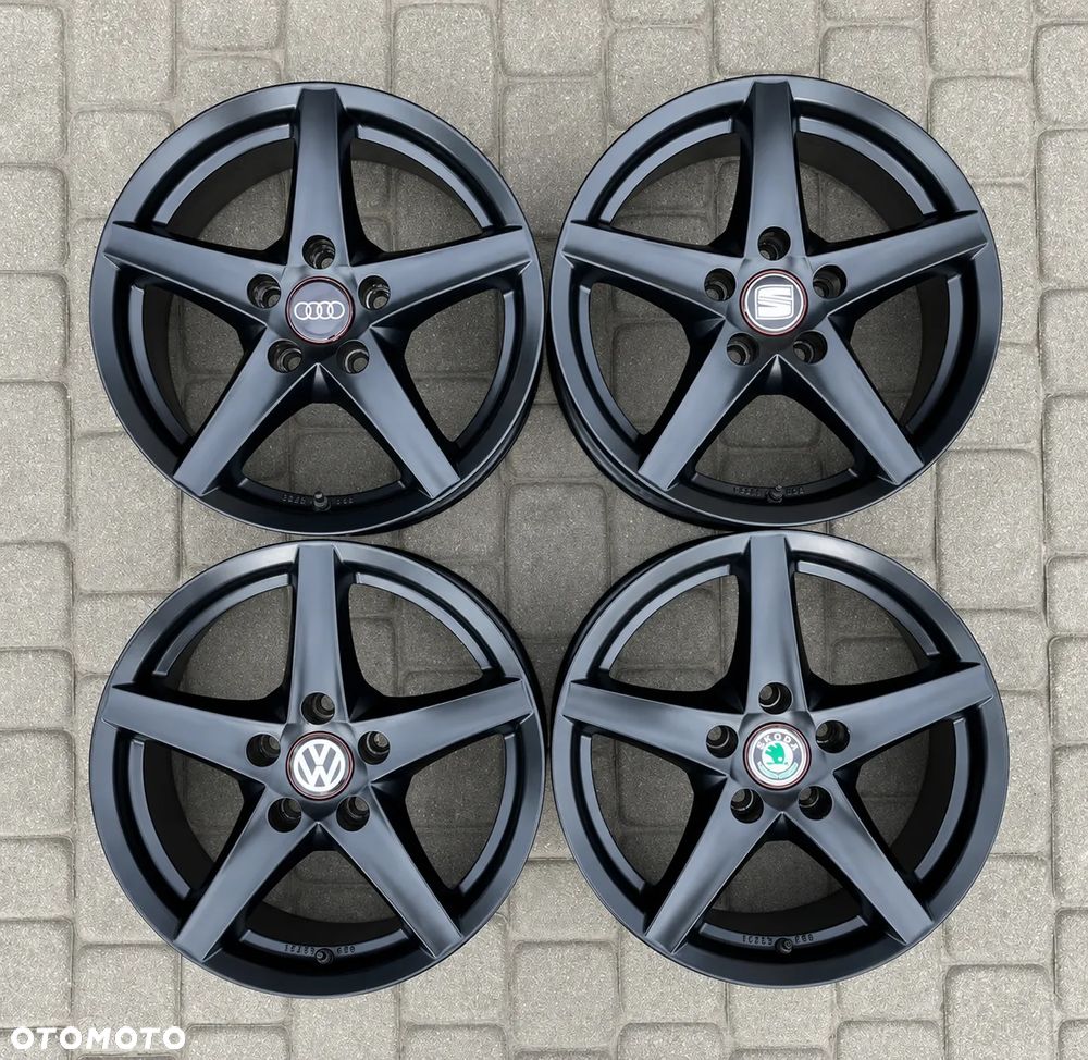 ALUFELGI CZARNE 16 FELGI ALUMINIOWE ALUSY VW SKODA SEAT AUDI MERCEDES 5x112 ET35 7,5Jx16H2 R16 - 1