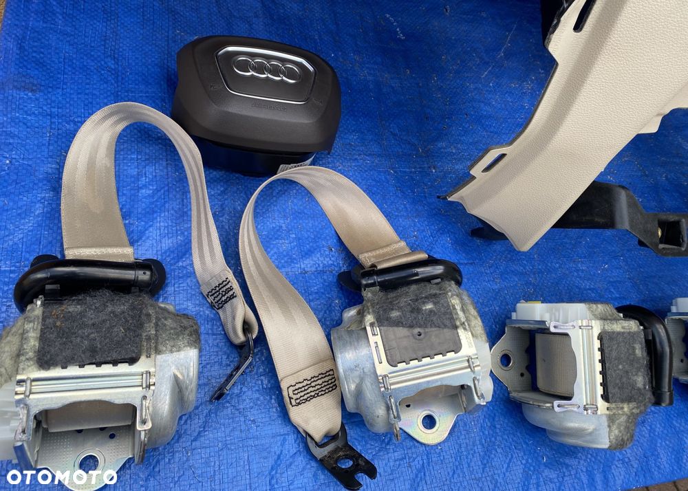 AUDI Q7 4M 7os. BRĄZOWA KONSOLA AIRBAG KIEROWCY PASAŻERA PASY BEŻOWE - 12