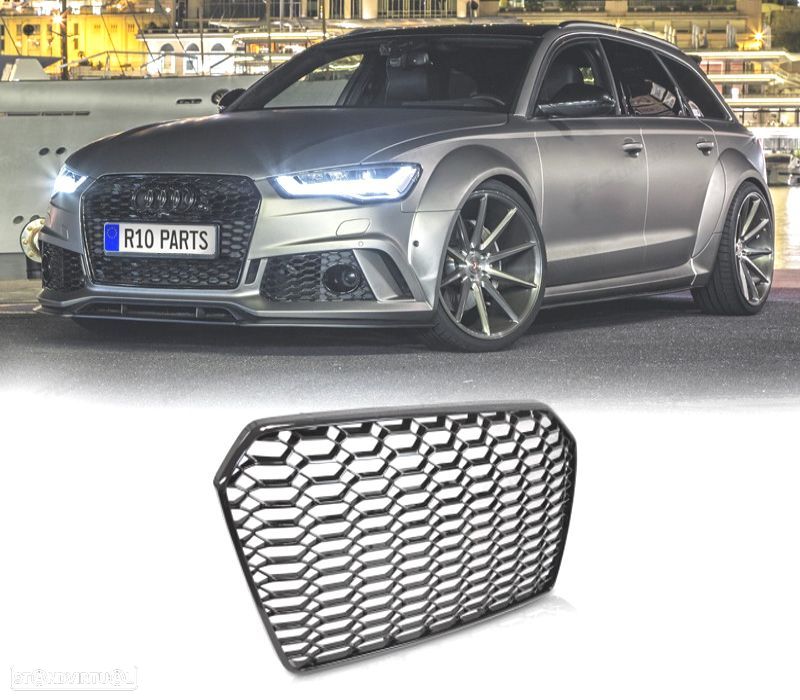 GRELHA AUDI A6 C7 4G 14-18 LOOK RS6 2020 PRETO BRILHANTE - 1