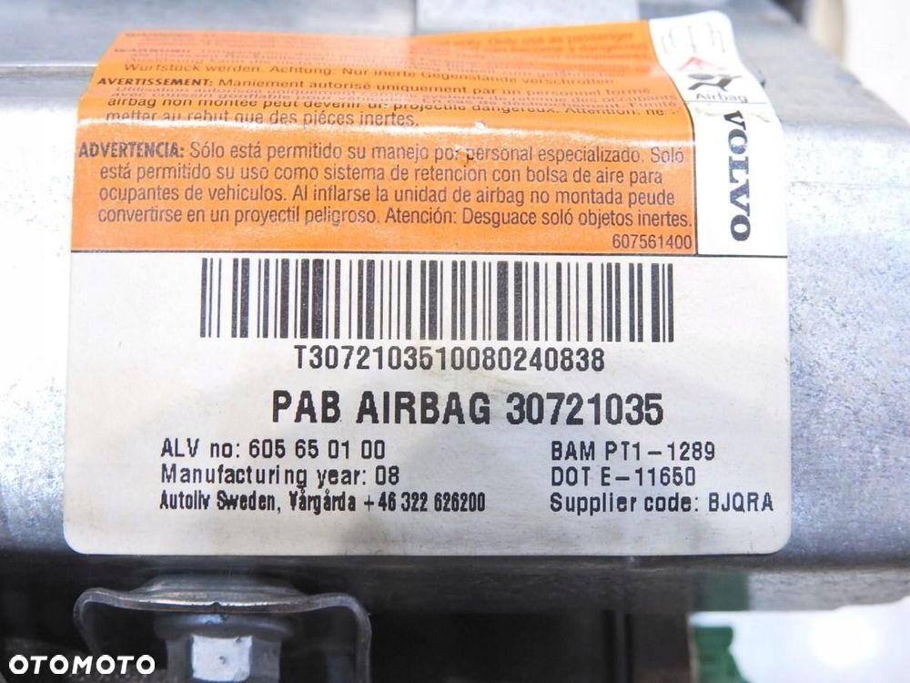 PODUSZKA AIRBAG PASAŻERA VOLVO V70 III 30721035 - 6