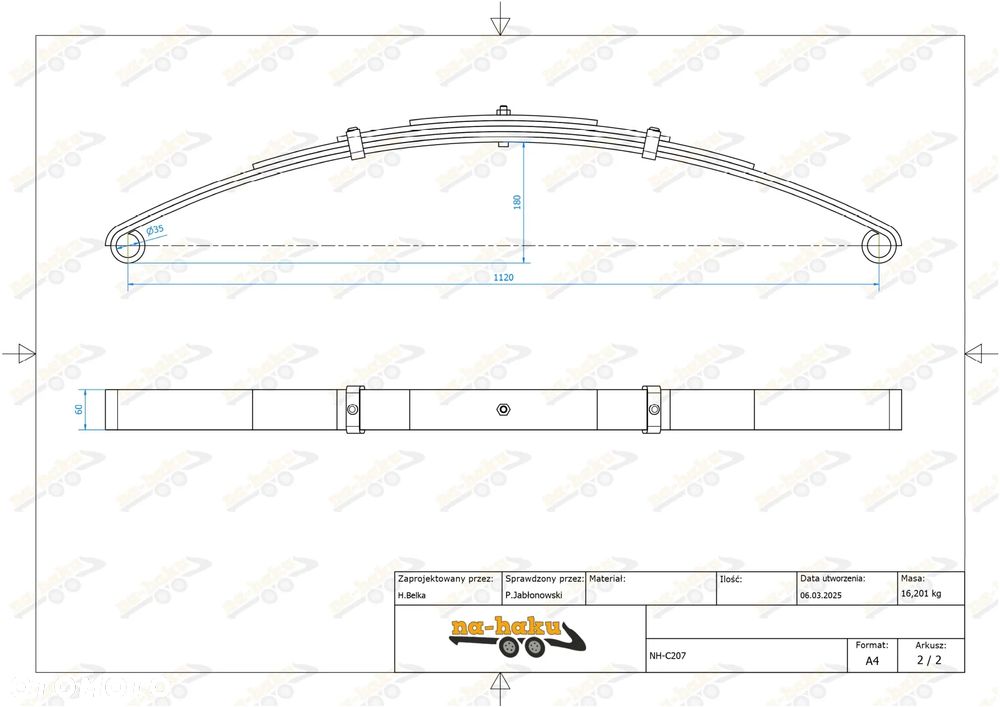 Resor przyczepy 5 piór 900kg ŻUK - 3