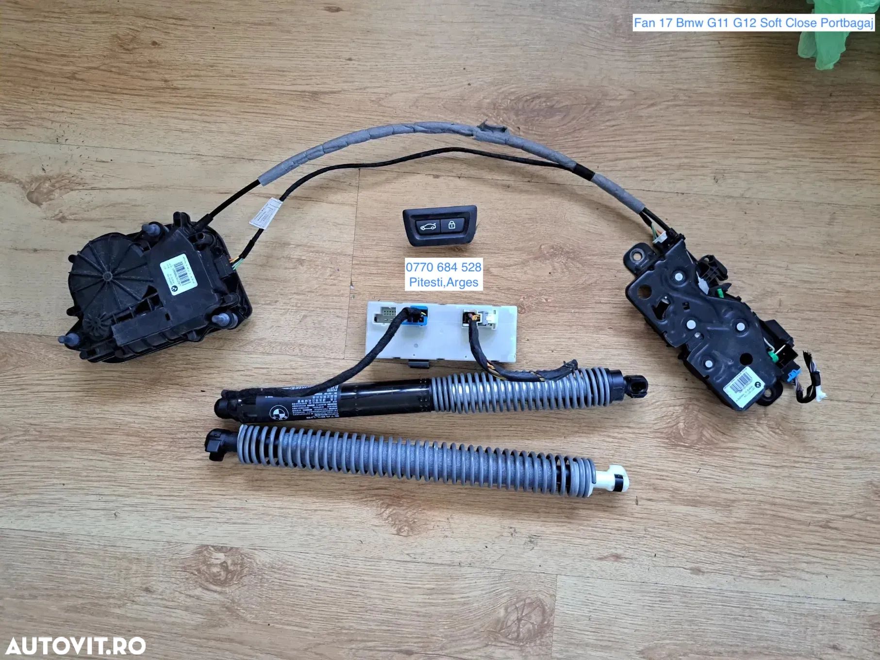 Set kit inchidere blocare portbagaj motoras soft close incuietoare telescop stanga telescop dreapta electric Ecu modul telescop comutator butoane comanda portbagaj bmw seria 7 G11 G12 - 1