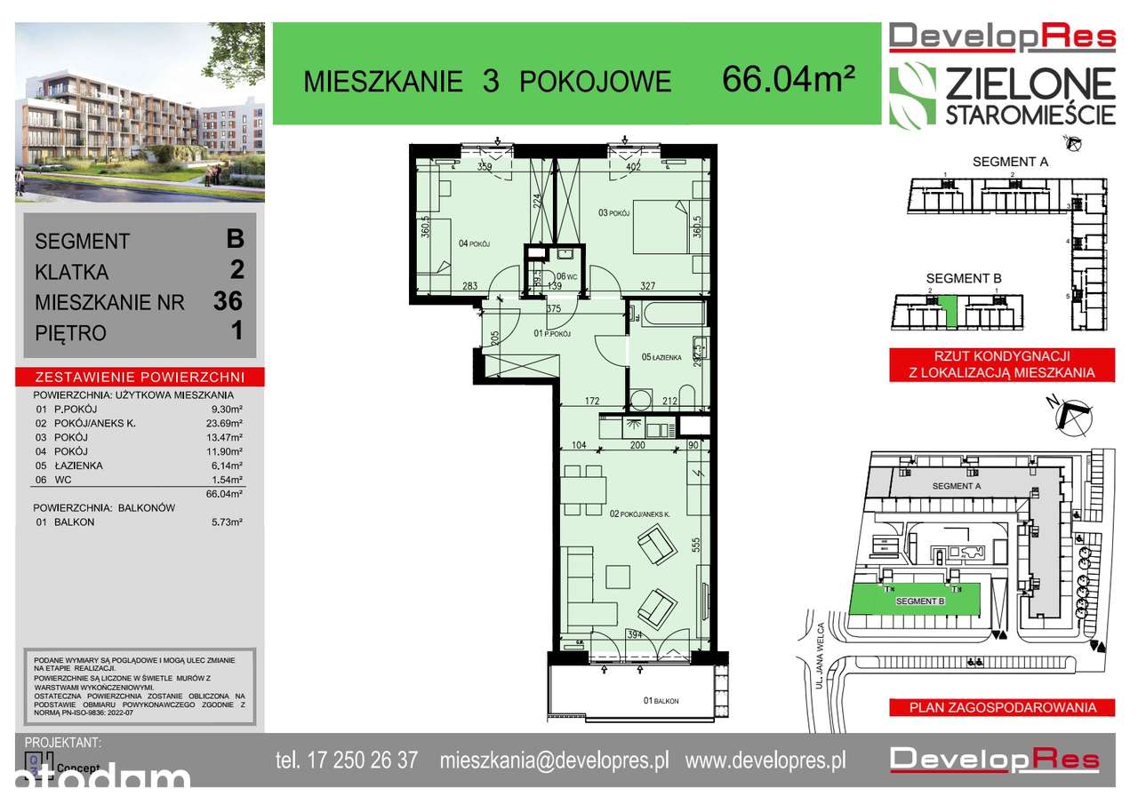 66m2 | mieszkanie dwustronne | 3 pokoje | B-36