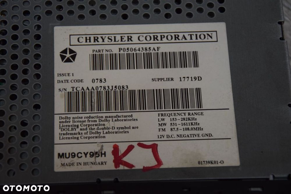 JEEP CHEROKEE KJ RADIO CD KOD - 6