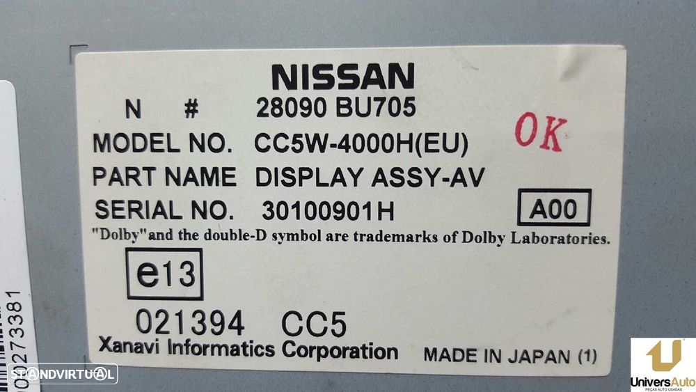 TELA/ECRÃ MULTIFUNÇÕES NISSAN ALMERA TINO (V10M) ACENTA - 2