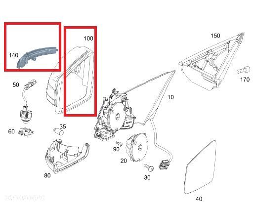 MERCEDES W204 Obudowa lusterka kierunkowskaz lewy - 2