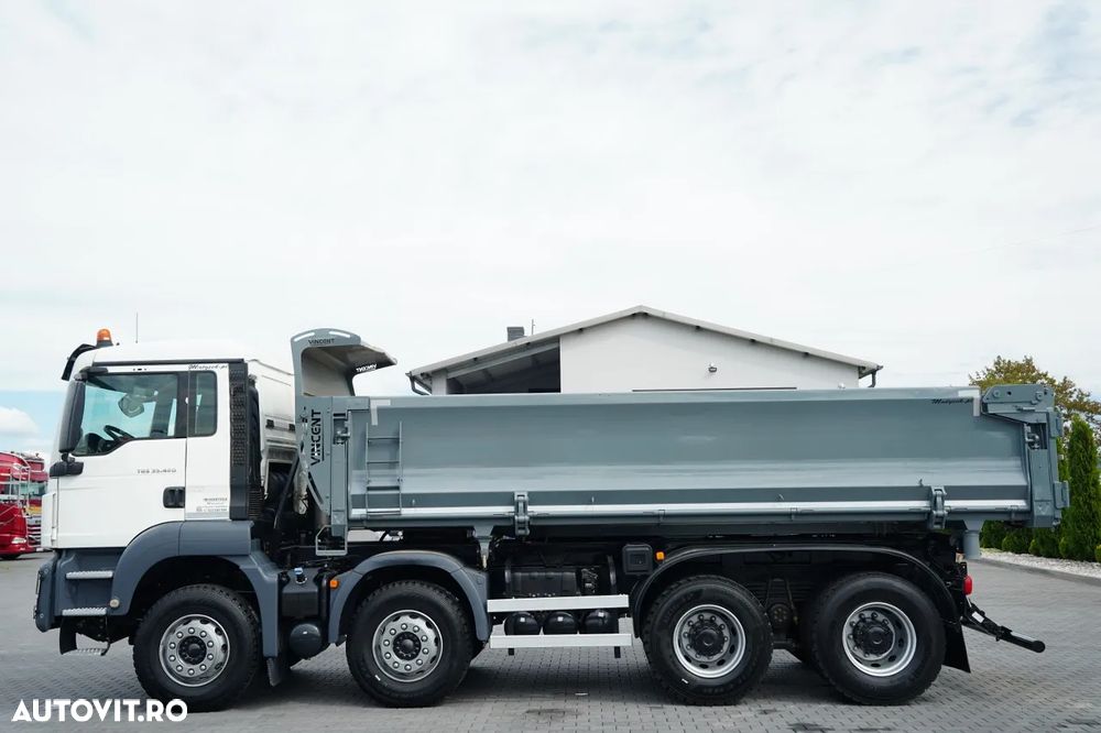 MAN TGS 35.420 / 8X4 / BASCULĂ CU 2 LATE - 6 M / LATERALĂ HIDROBRATĂ / BORDMATIC / VINCENT / EURO 6 - 13