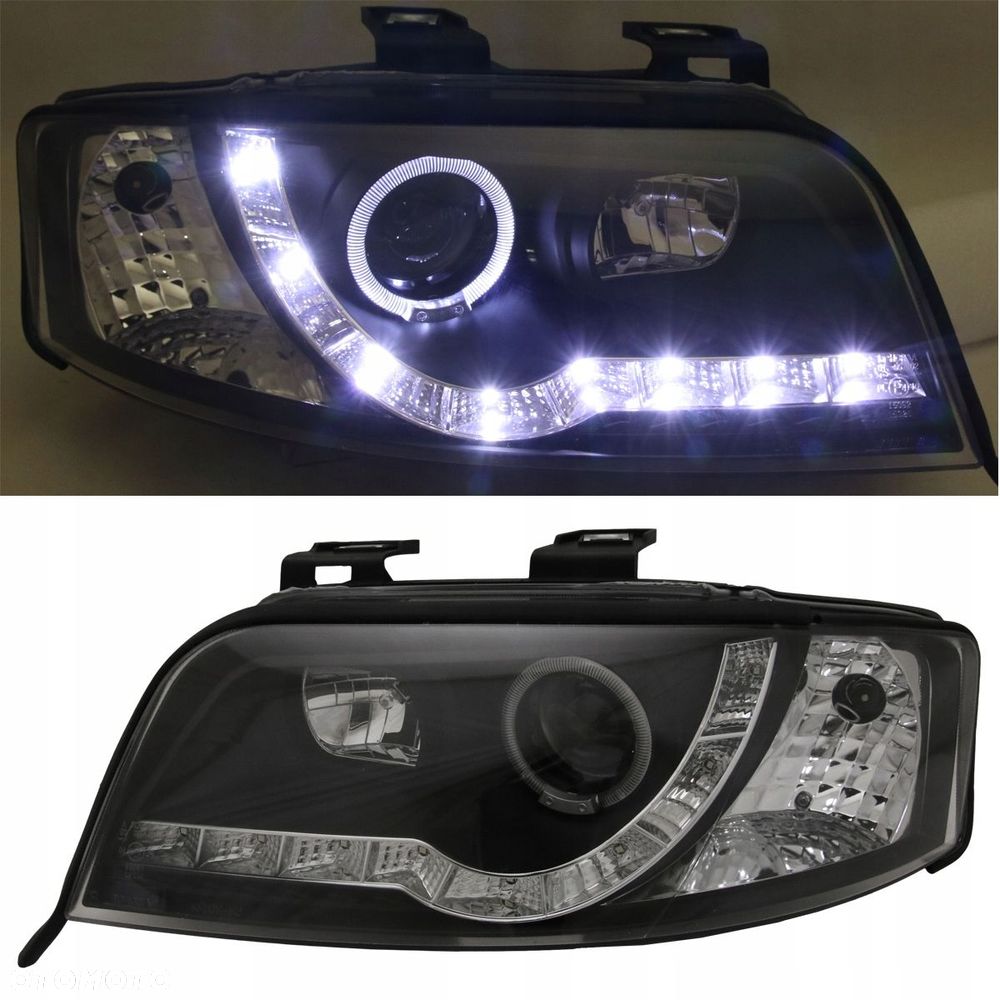 Reflektor Lampa kpl Day line light LED Black Tuning Audi a6 C5 4b lift 2001 - 1