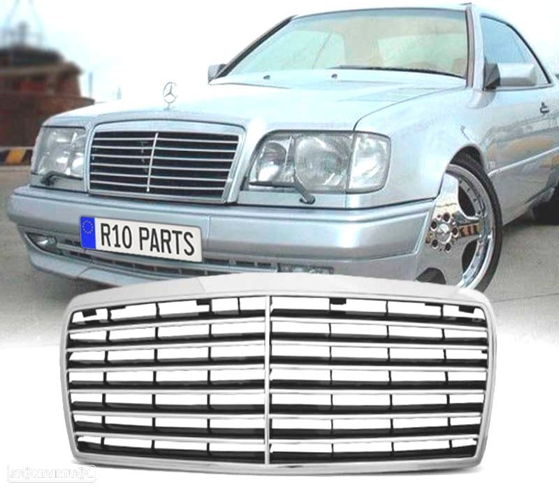 GRELHA FRONTAL RADIADOR MERCEDES CLASSE E W124 93-95 AVANTGARDE CROMADA - 1
