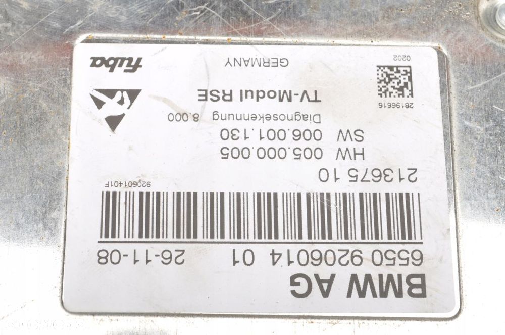 BMW 7 F02 MODUŁ STEROWNIK TV 9206014 - 3