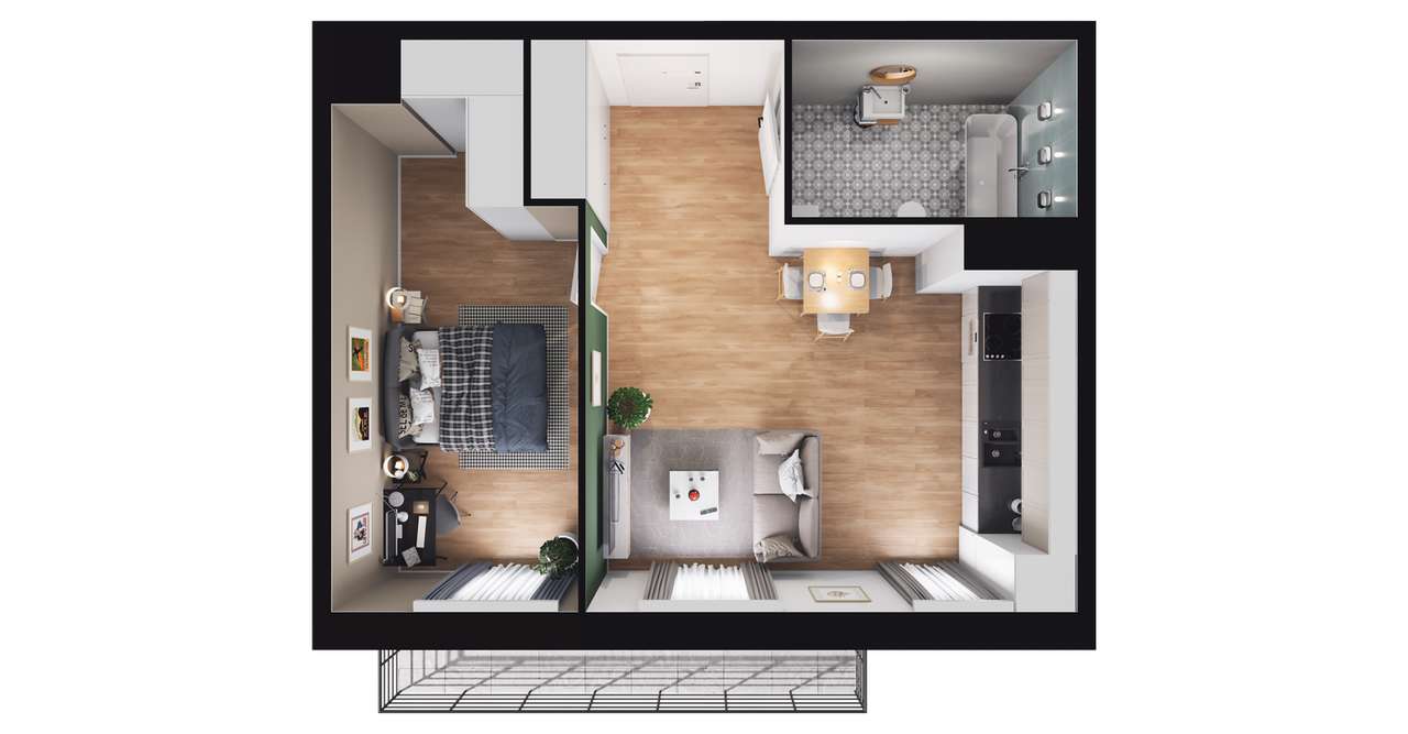 2-pokojowe mieszkanie 46m2 + balkon - Pełny obrazek: 3/14
