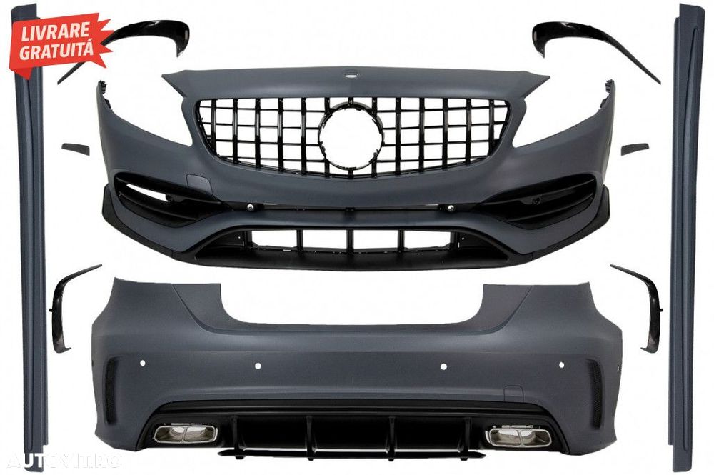 Pachet Exterior Complet cu Grila Neagra Mercedes A-Class W176 (2012-20 - 1