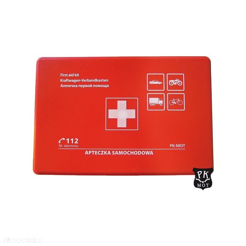 Trusa medicala auto de prim ajutor omologata EU , cu carcasa de plastic , import Polonia - 1