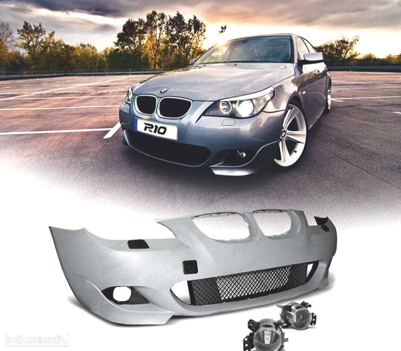 PÁRA-CHOQUES FRONTAL BMW E60 E61 03-10 SEM PDC PACK M + FARÓIS NEVOEIRO - 1