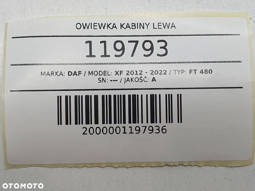 OWIEWKA POLIK KABINY LEWY DAF XF 106 1835761 LH - 11